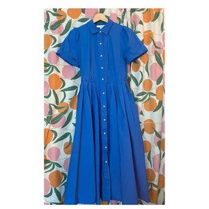 Alexis x Target Blue Shirt Dress (Size S) Short Sleeve Pleated Full Skirt Button